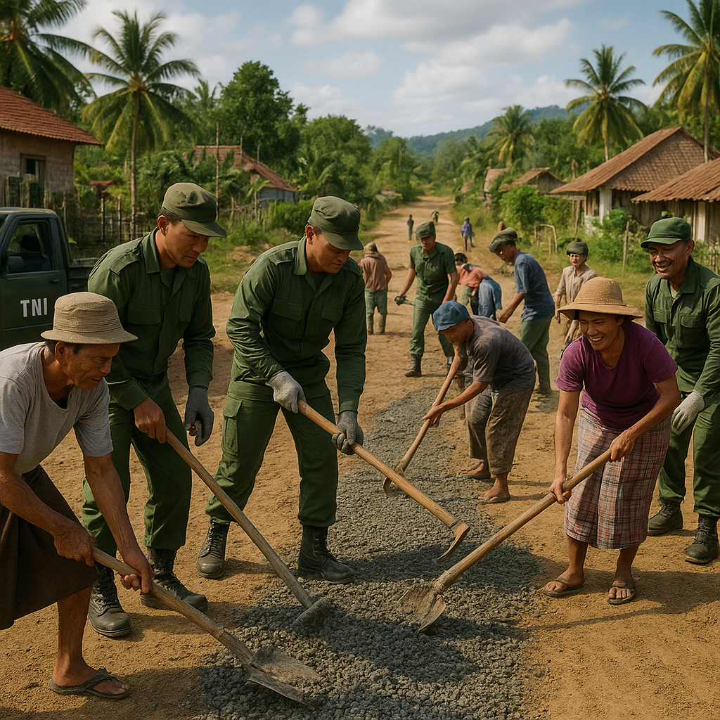 Jalan Desa di Flores Diperbaiki oleh Satuan TNI, Warga Senang Akses Lancar