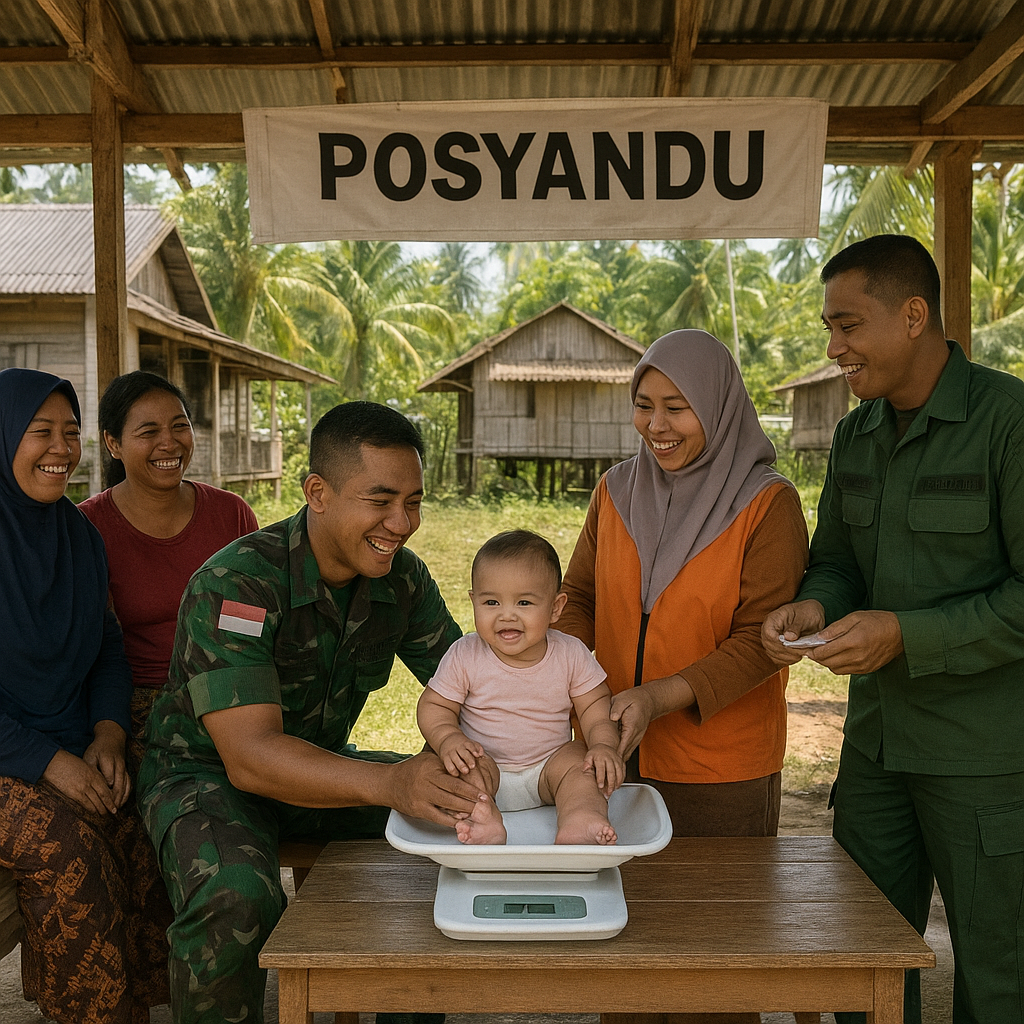 Kegiatan Posyandu Didukung TNI: Ibu-ibu Desa di Kalimantan Antusias