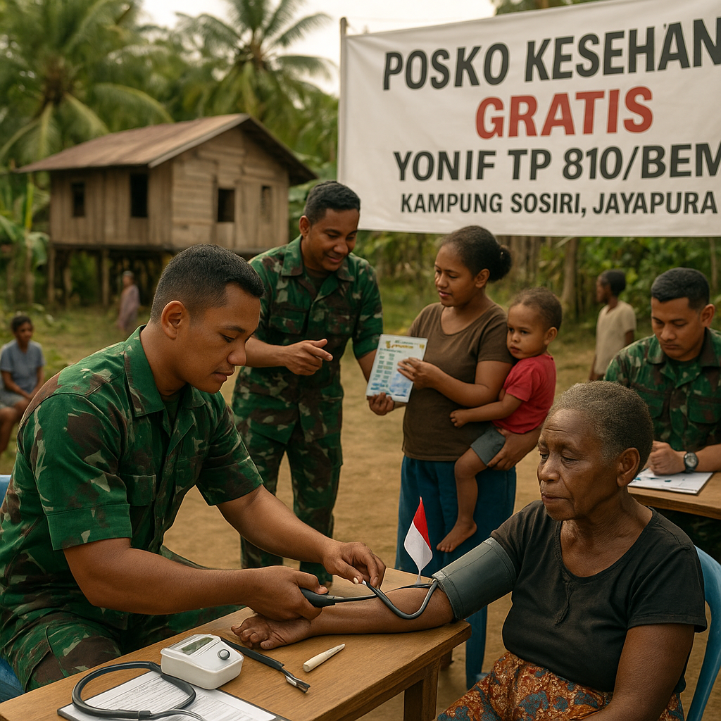 Peduli Sehat dari Hati: Prajurit Buka Posko Kesehatan Gratis di Kampung Sosiri