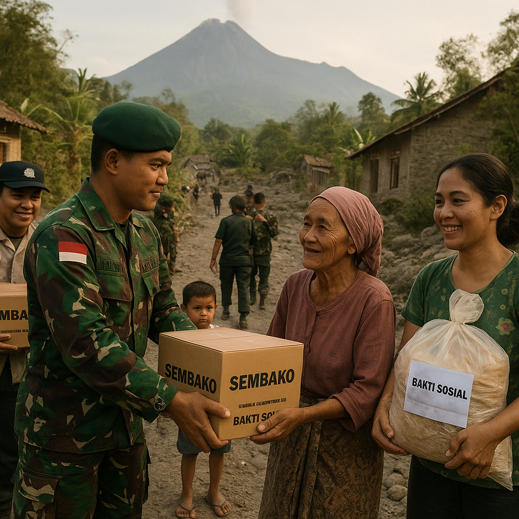 Bantuan Sembako TNI-Polri untuk Warga Lereng Merapi: 500 Paket Dibagikan