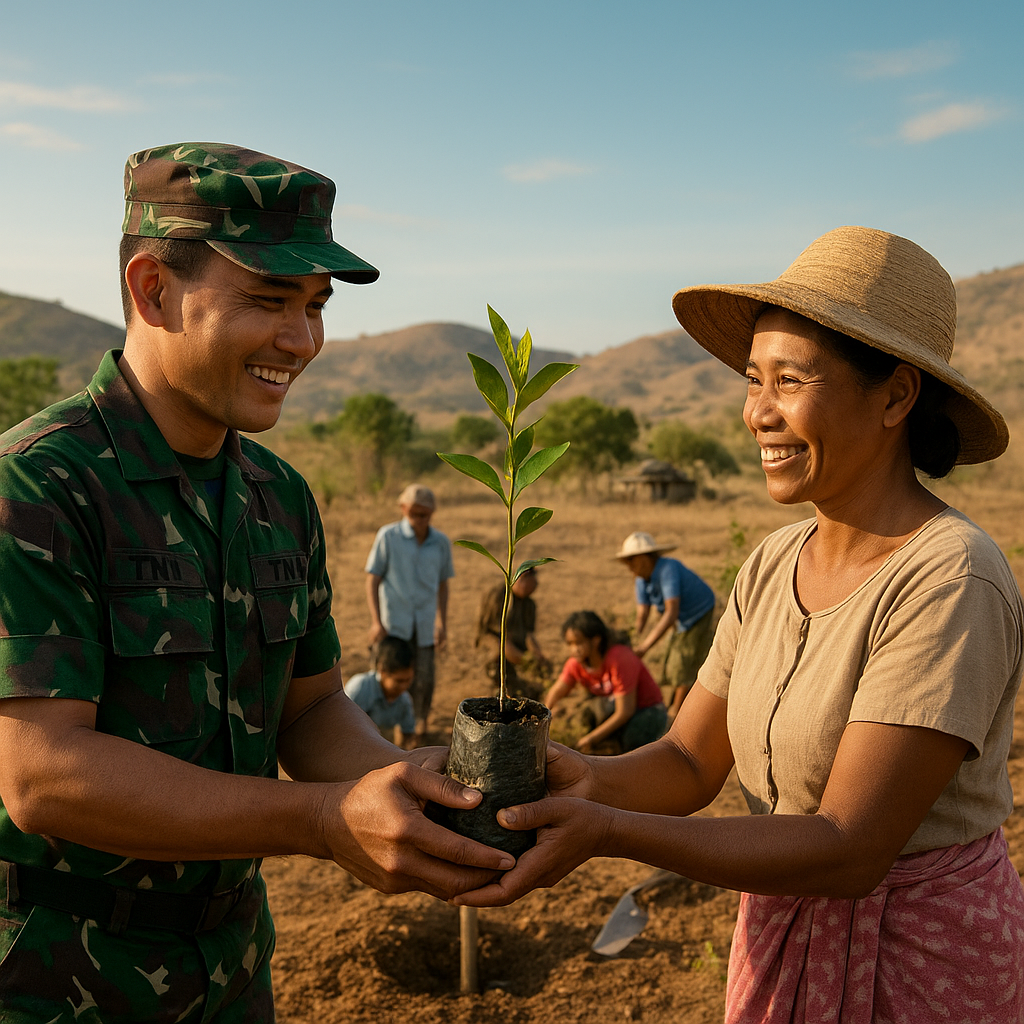 TNI Bagikan Bibit Pohon untuk Kebun Desa di NTT, Warga Antusias Menanam
