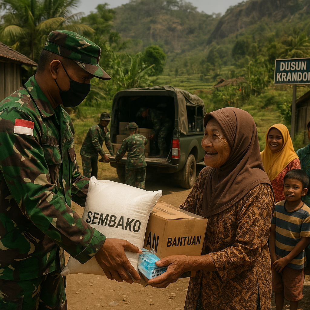 Kodim 0721 Salurkan Bantuan Sembako dan Masker ke Dusun Terpencil di Grobogan