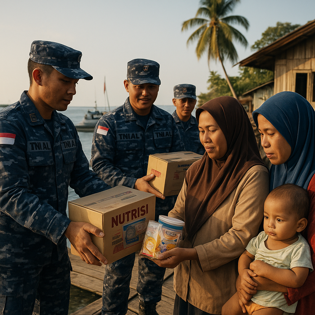 Bantuan 1.000 Paket Nutrisi untuk Balita di Pulau Terluar Natuna Disalurkan TNI