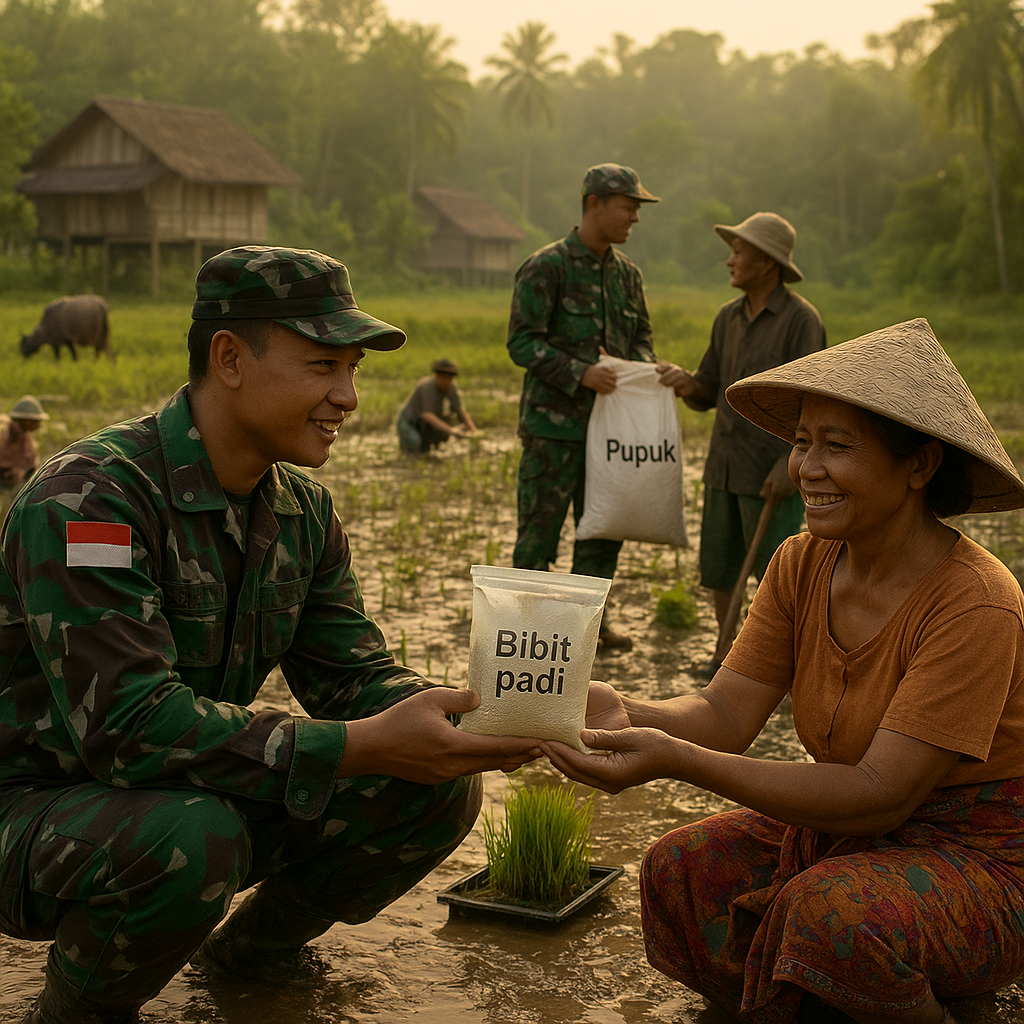 TNI Bagikan Bibit dan Pupuk, Dorong Pertanian Warga di Perbatasan Kalimantan