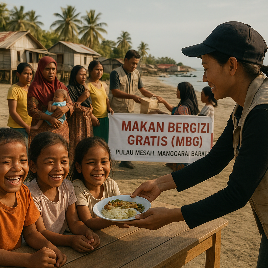 Makan Bergizi Datang ke Pulau Mesah, 343 Anak Tersenyum Haru