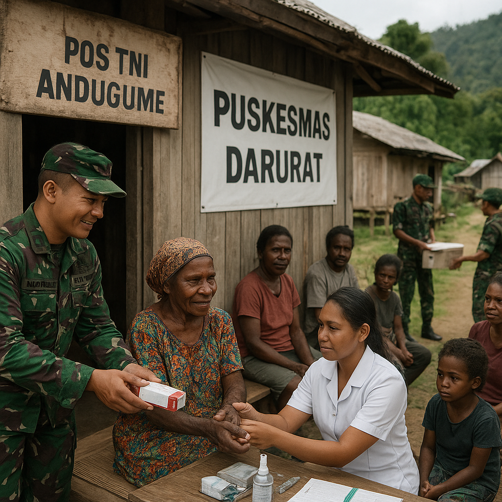 Pos TNI Andugume Berubah Jadi Puskesmas Darurat bagi Warga Lanny Jaya