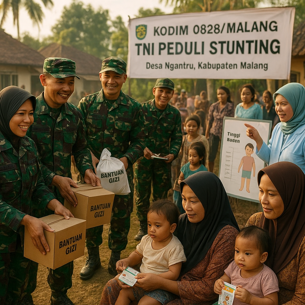 Kodim 0828/Malang Luncurkan Program 'TNI Peduli Stunting' di Desa Ngantru