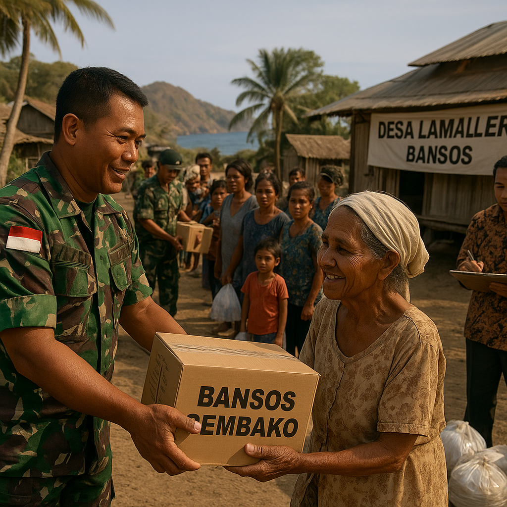 Bansos Ratusan Paket Sembako Disalurkan TNI ke Desa Terisolir di NTT