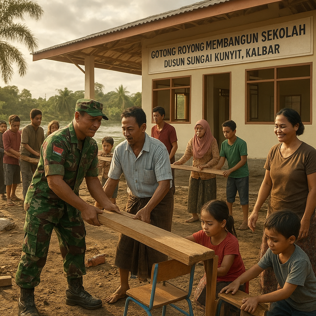 Membangun Sekolah dari Gotong Royong: Cerita Prajurit dan Warga di Kalimantan Barat