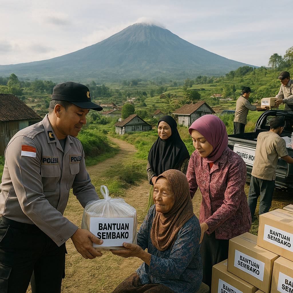 Polres Wonosobo Salurkan Bantuan Sembako untuk Warga Lereng Sindoro