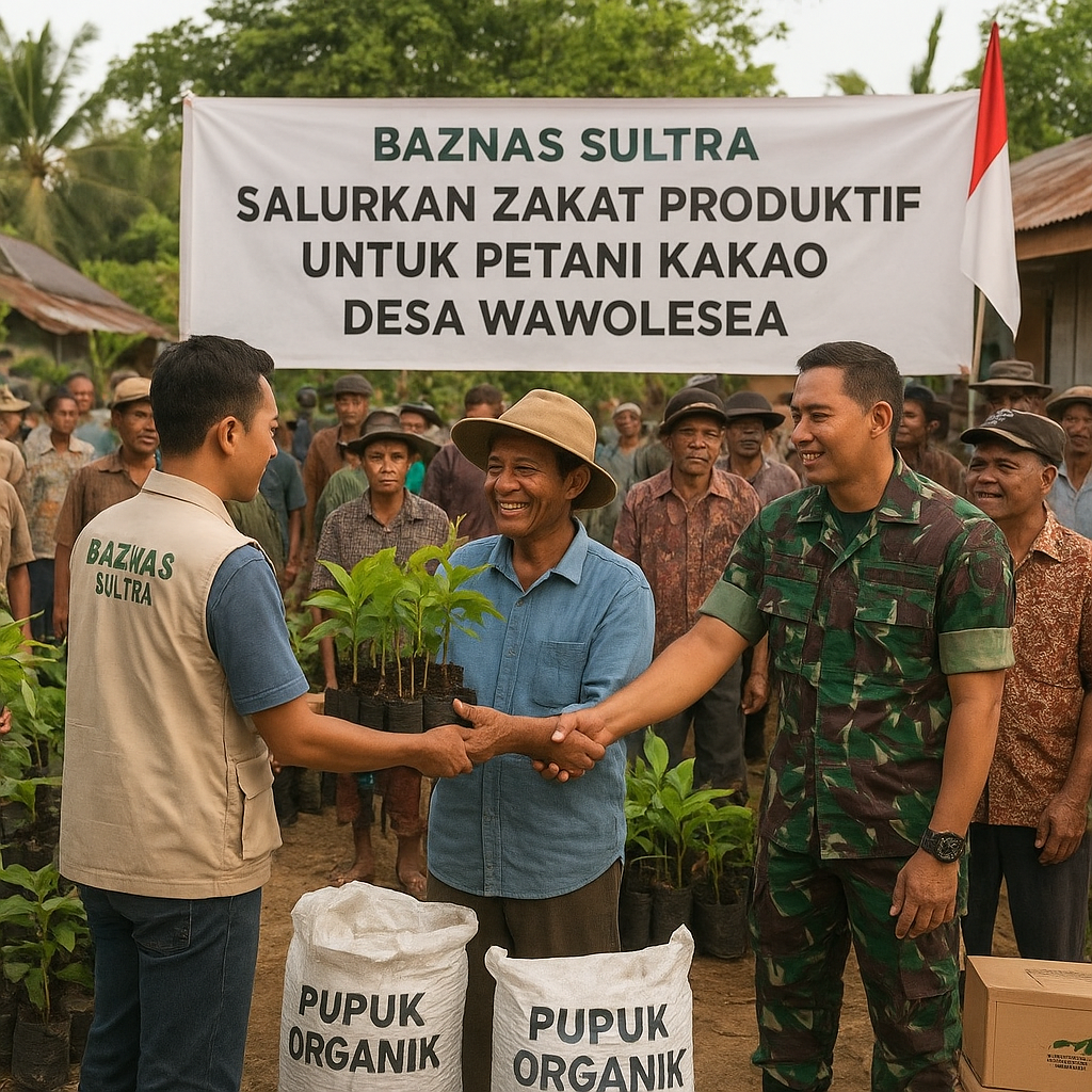 Baznas Sultra Salurkan Zakat untuk Petani Kakao Terdampak Harga Anjlok