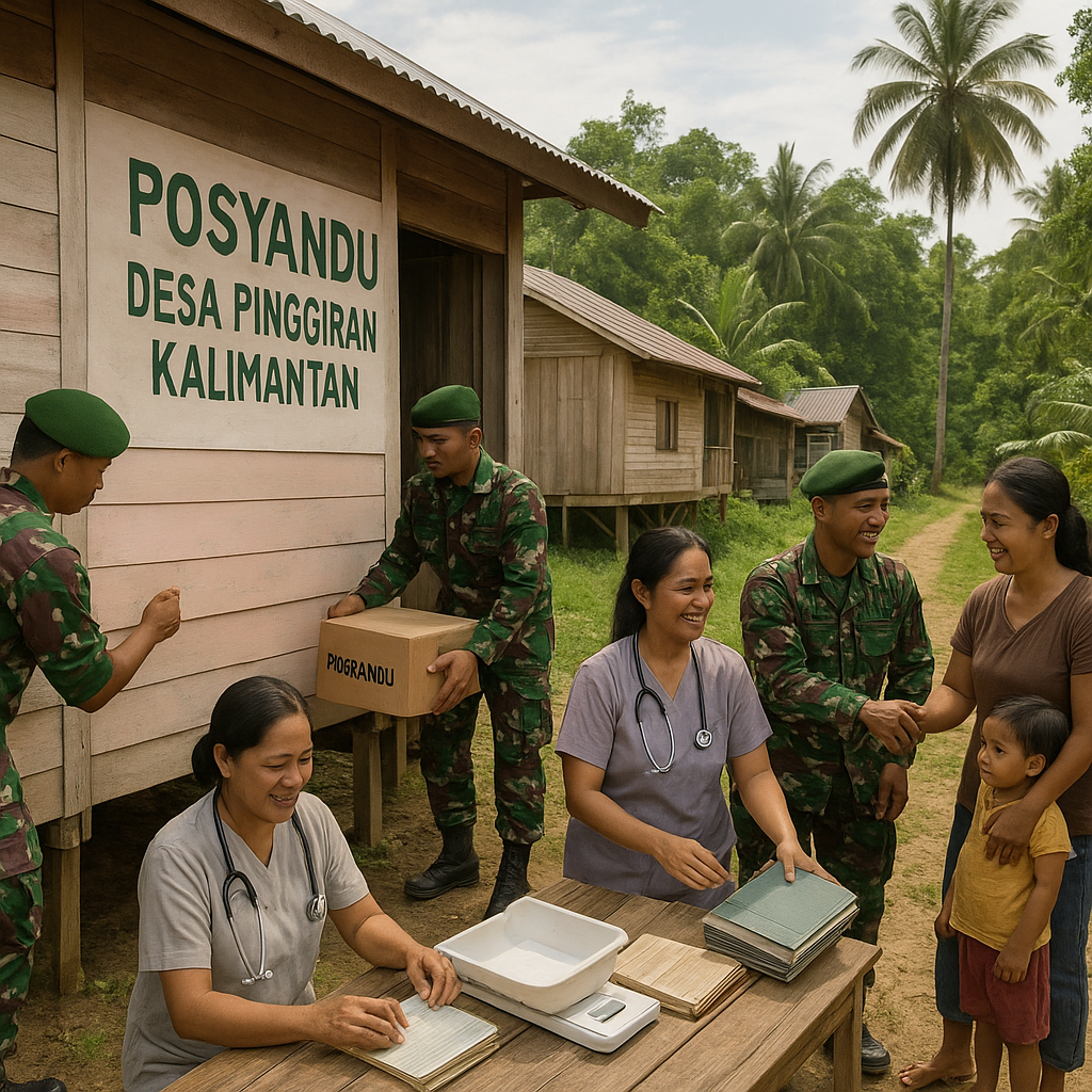TNI Membantu Revitalisasi Posyandu di Desa Pinggiran Kalimantan
