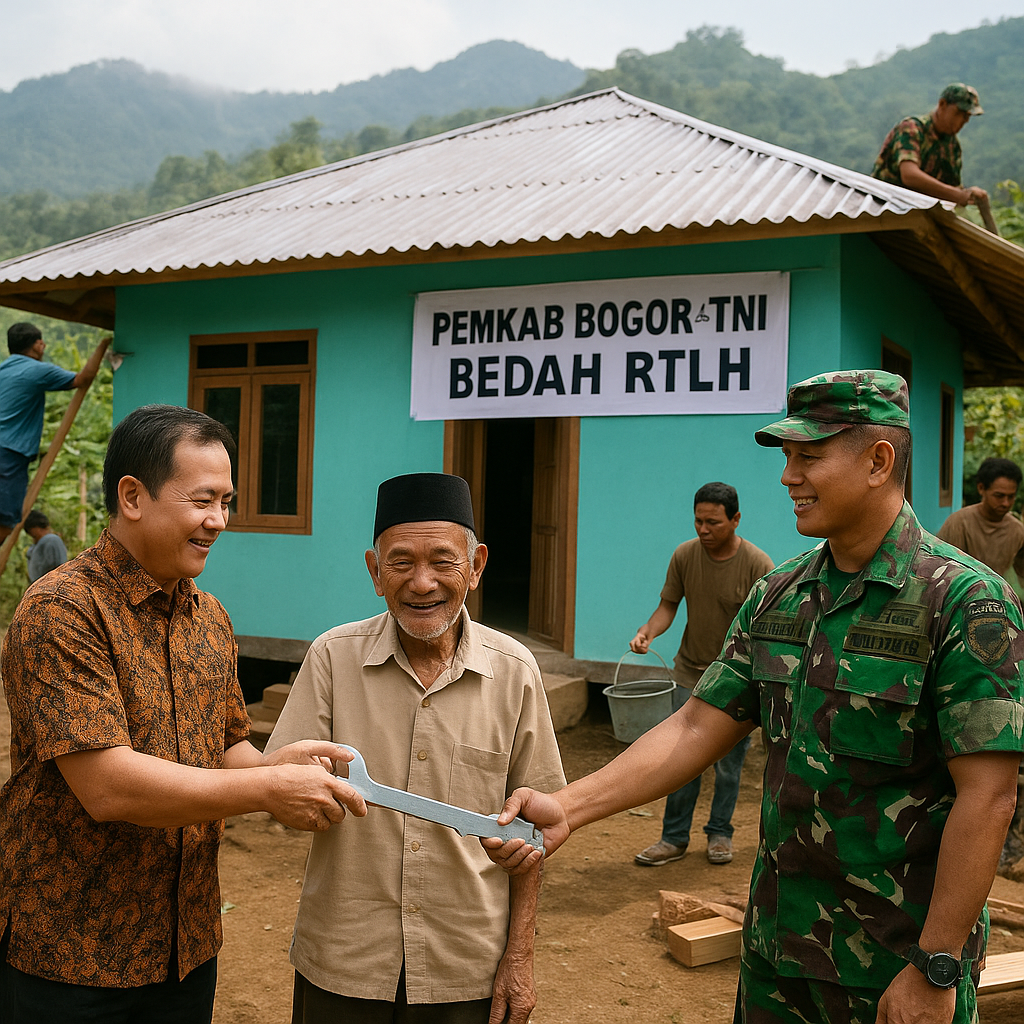 Pemkab Bogor Bantu RTLH untuk Lansia di Puncak Bersama TNI