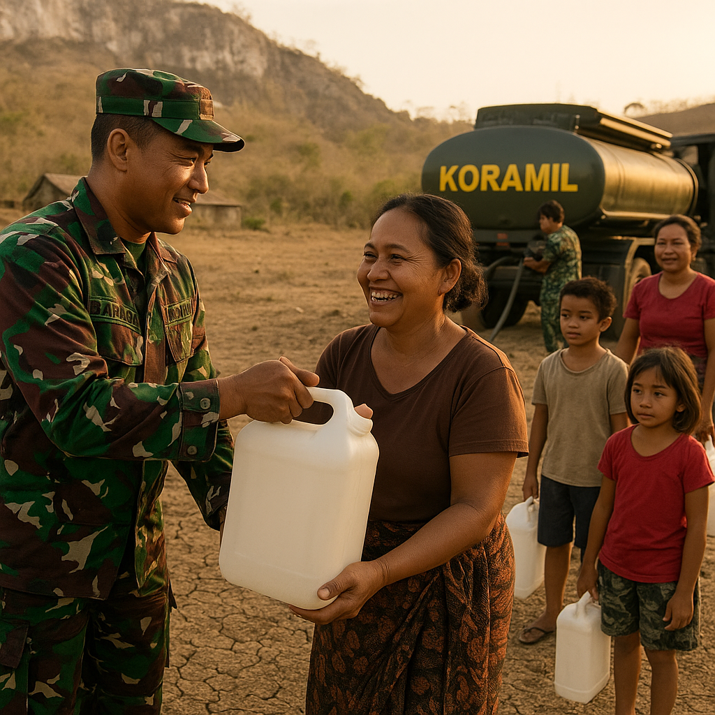 Koramil Kirim Air Bersih ke Desa yang Dilanda Kekeringan