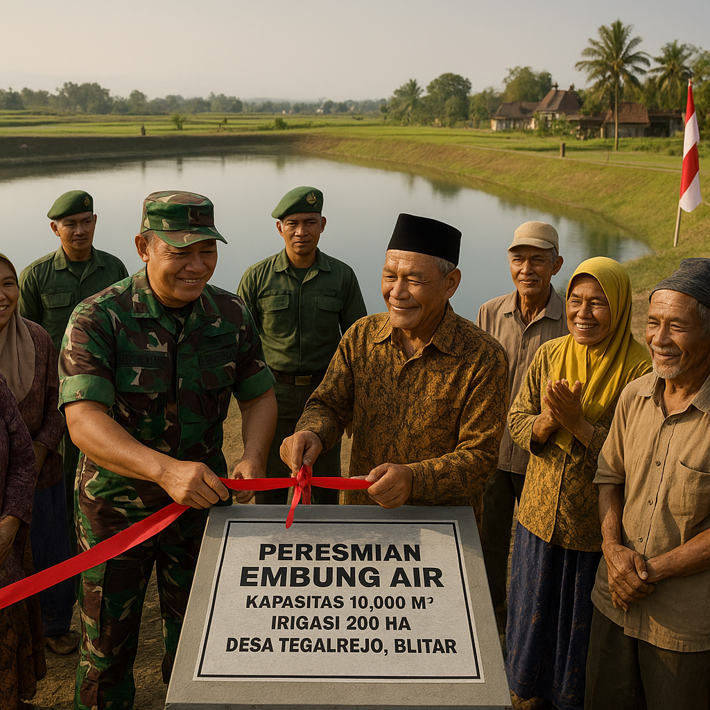 Kodim 0808 Blitar Resmikan Embung Air untuk Irigasi 200 Hektar Sawah