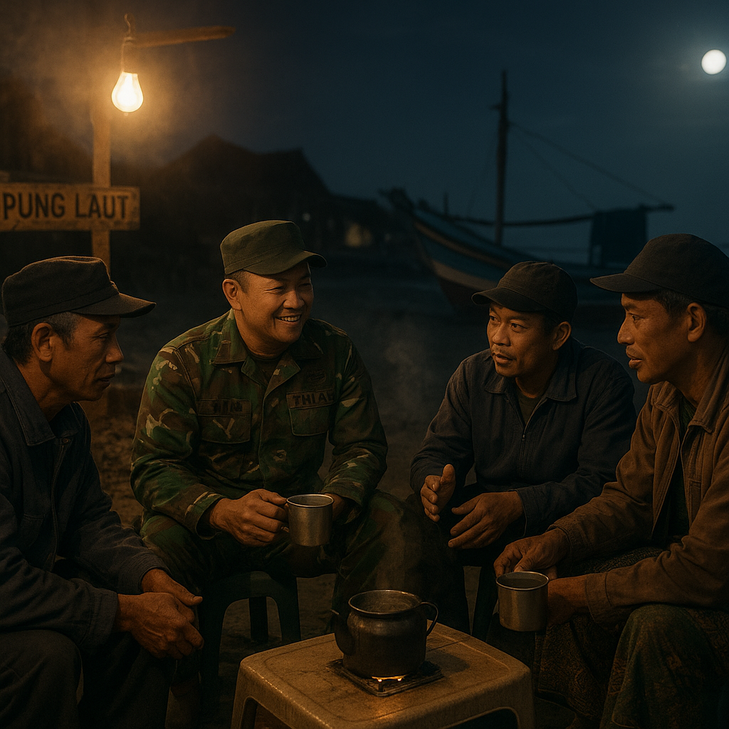 Malam Syukuran di Kampung Laut, Nelayan Bertemu Danramil Ngopi Bareng Bahas Harga Ikan