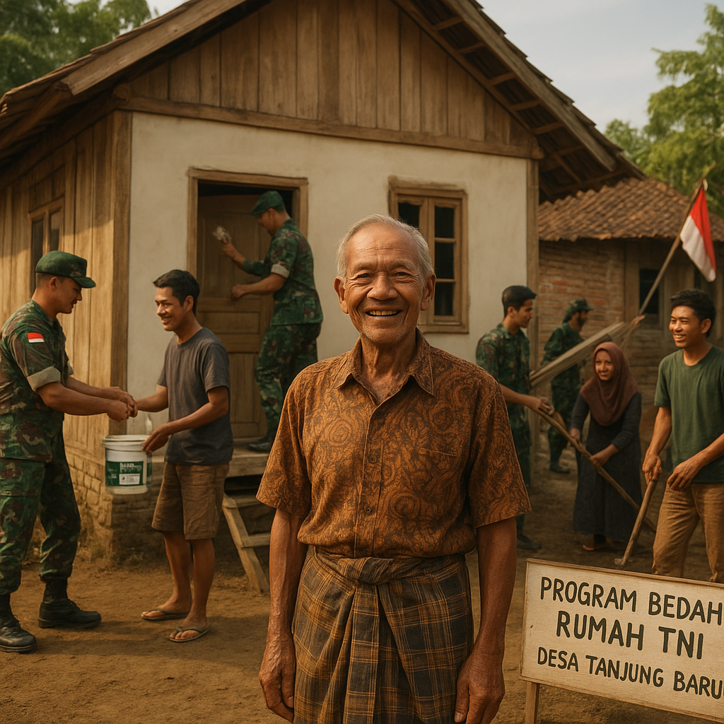 Program Bedah Rumah TNI di Desa Muara Enim, Lansia 70 Tahun Kini Miliki Rumah Layak Huni