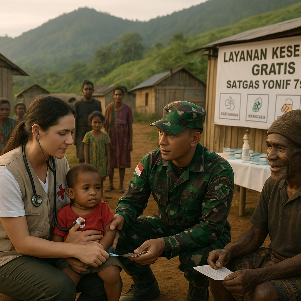 Sentuhan Kasih di Pedalaman: Satgas Yonif 757/GV Bawa Layanan Kesehatan untuk Warga Hiyabu