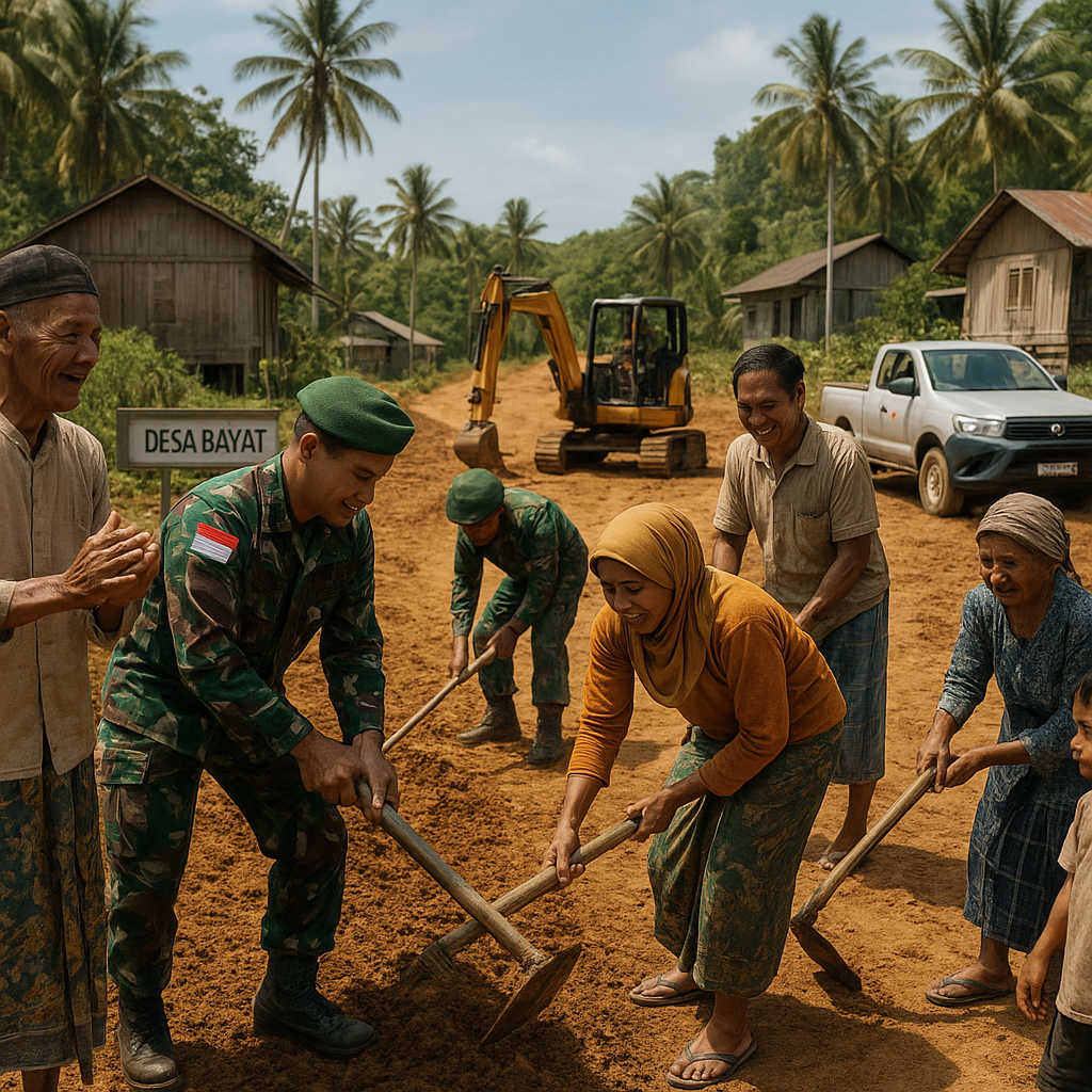Gotong Royong TNI dan Warga Anambas Buka Jalan Baru Antar Dusun