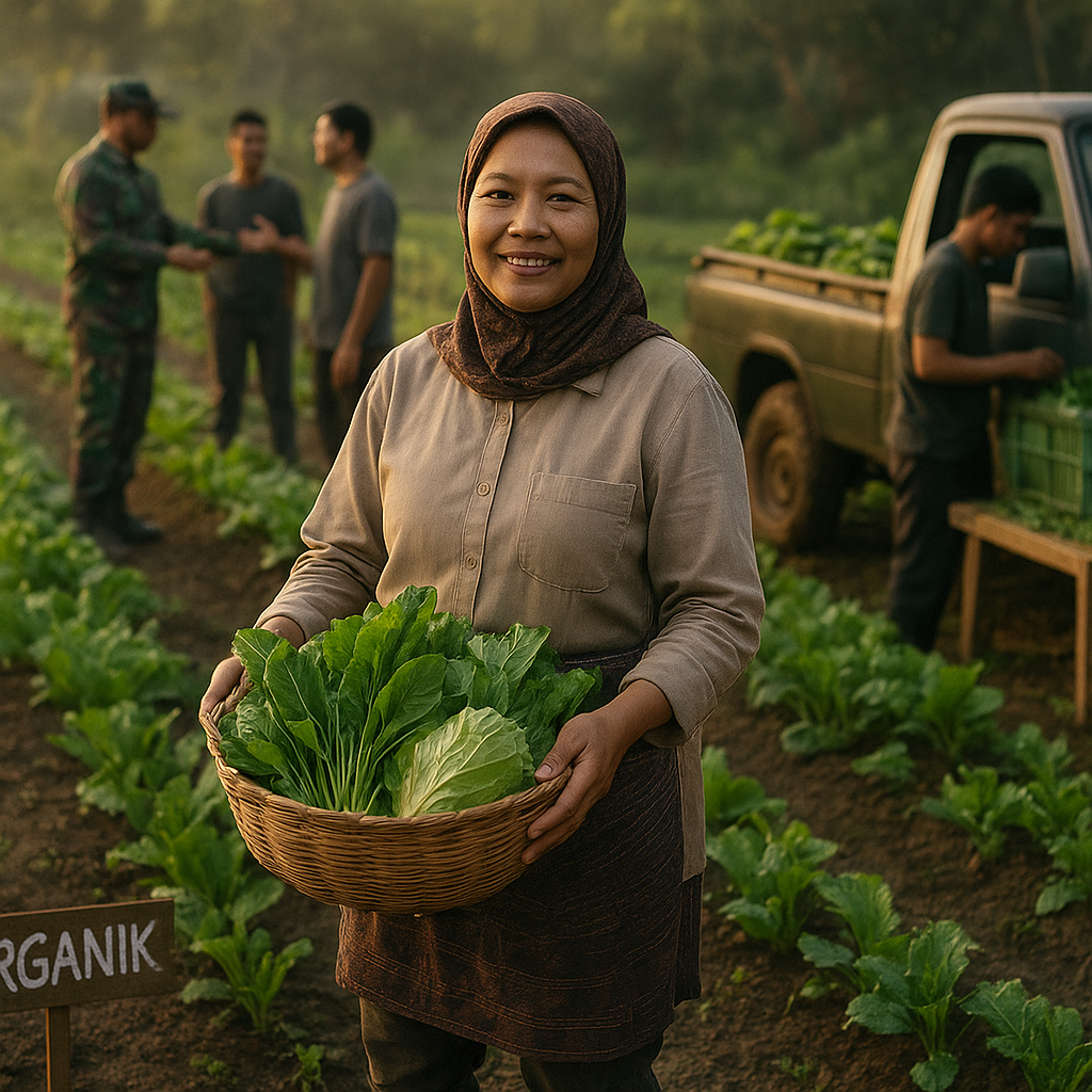 Kisah Ibu Yanti: Berbekal Pelatihan TNI, Ia Kini Pemasok Sayur Organik ke Pasar Kota