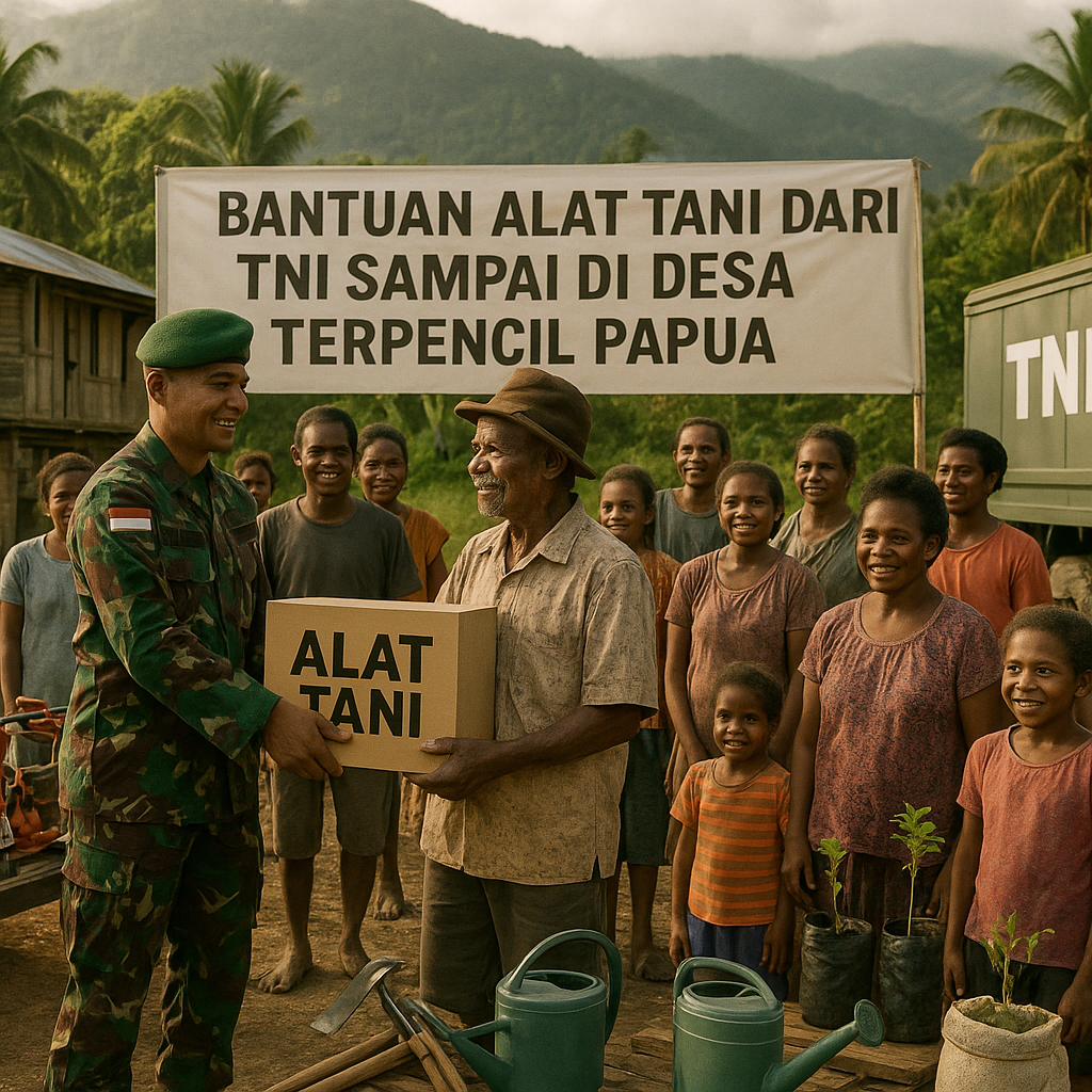 Bantuan Alat Tani dari TNI Sampai di Desa Terpencil Papua