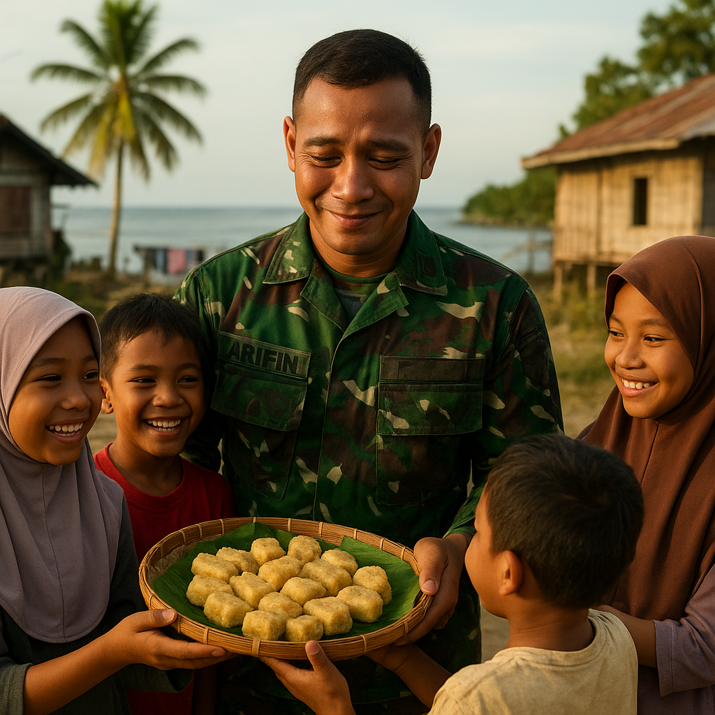 Cerita Kehangatan: Ulang Tahun Prajurit TNI, Anak-Anak Desa di Maluku Buat Kue dari Singkong