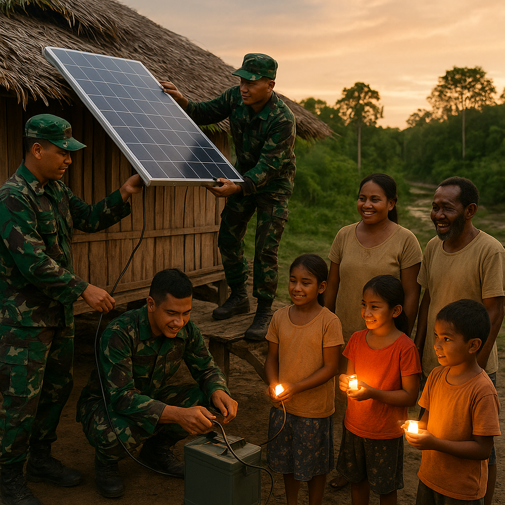 Satgas Pamtas TNI Bawa Cahaya ke Kampung Kesa, Merauke