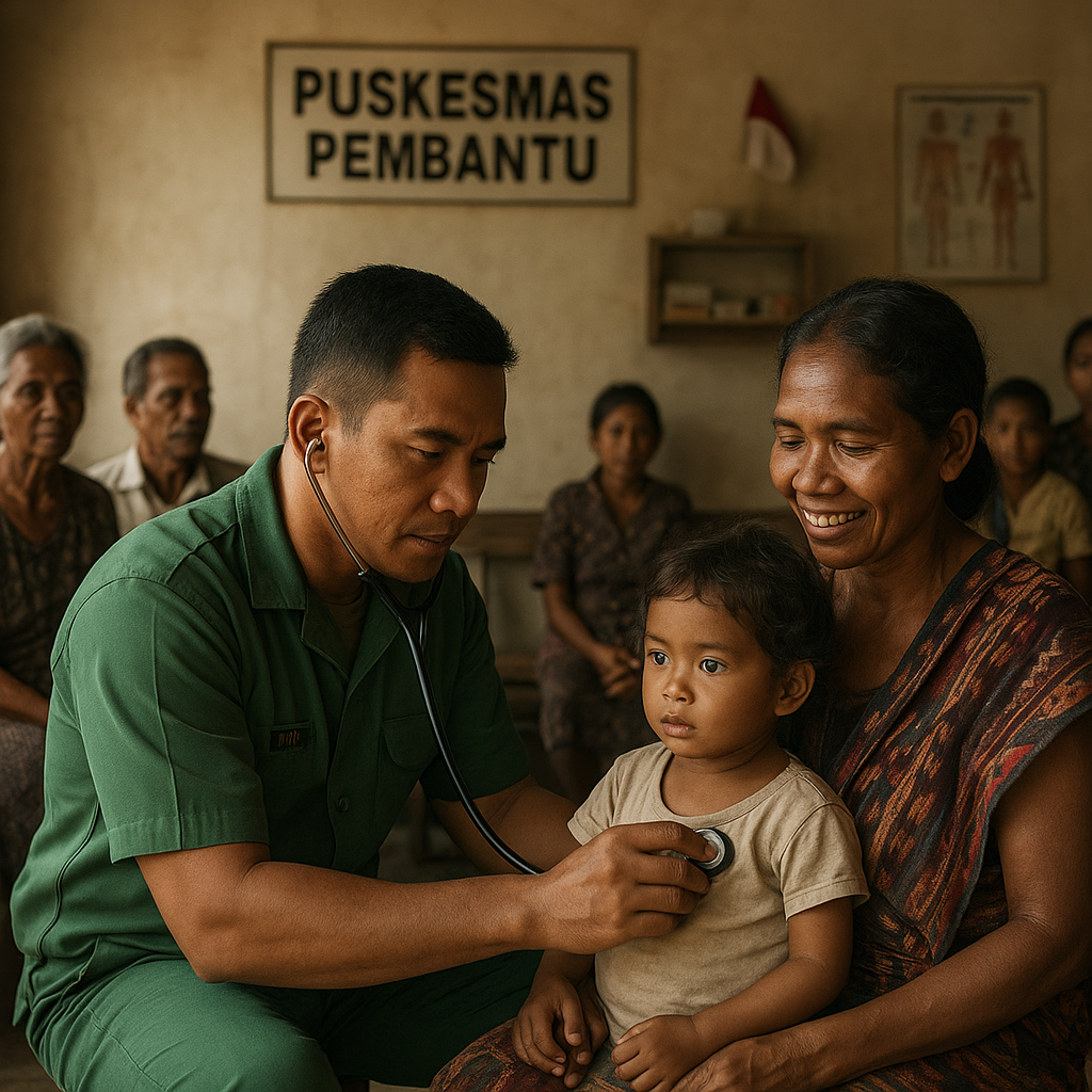 Dokter Prajurit TNI Buka Praktek Gratis di Puskesmas Pembantu Desa Terpencil