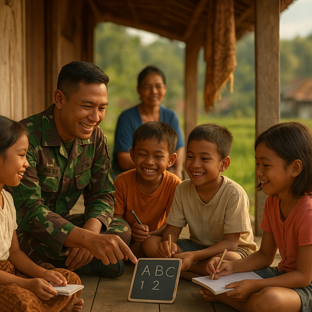 Kisah Prajurit TNI Ajarkan Anak Desa Calistung dengan Sabar