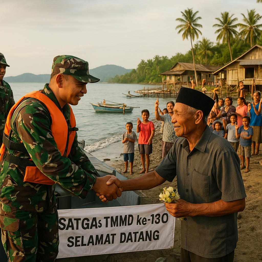 Satgas TMMD Sangihe Tiba di Tanaki, Siap Membangun dan Bersama Warga