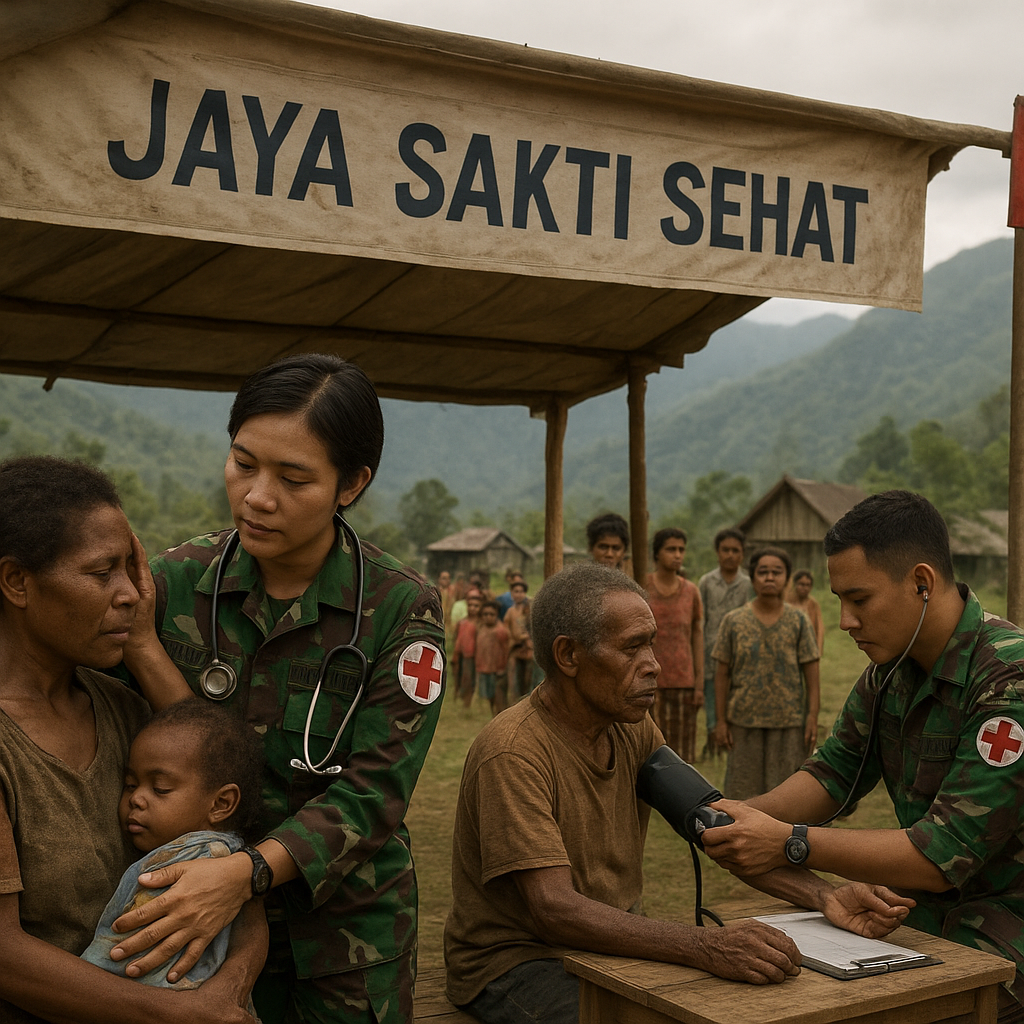 "Jaya Sakti Sehat": Dokter Prajurit Siap Sedia Obati Warga Zanepa di Pedalaman Papua