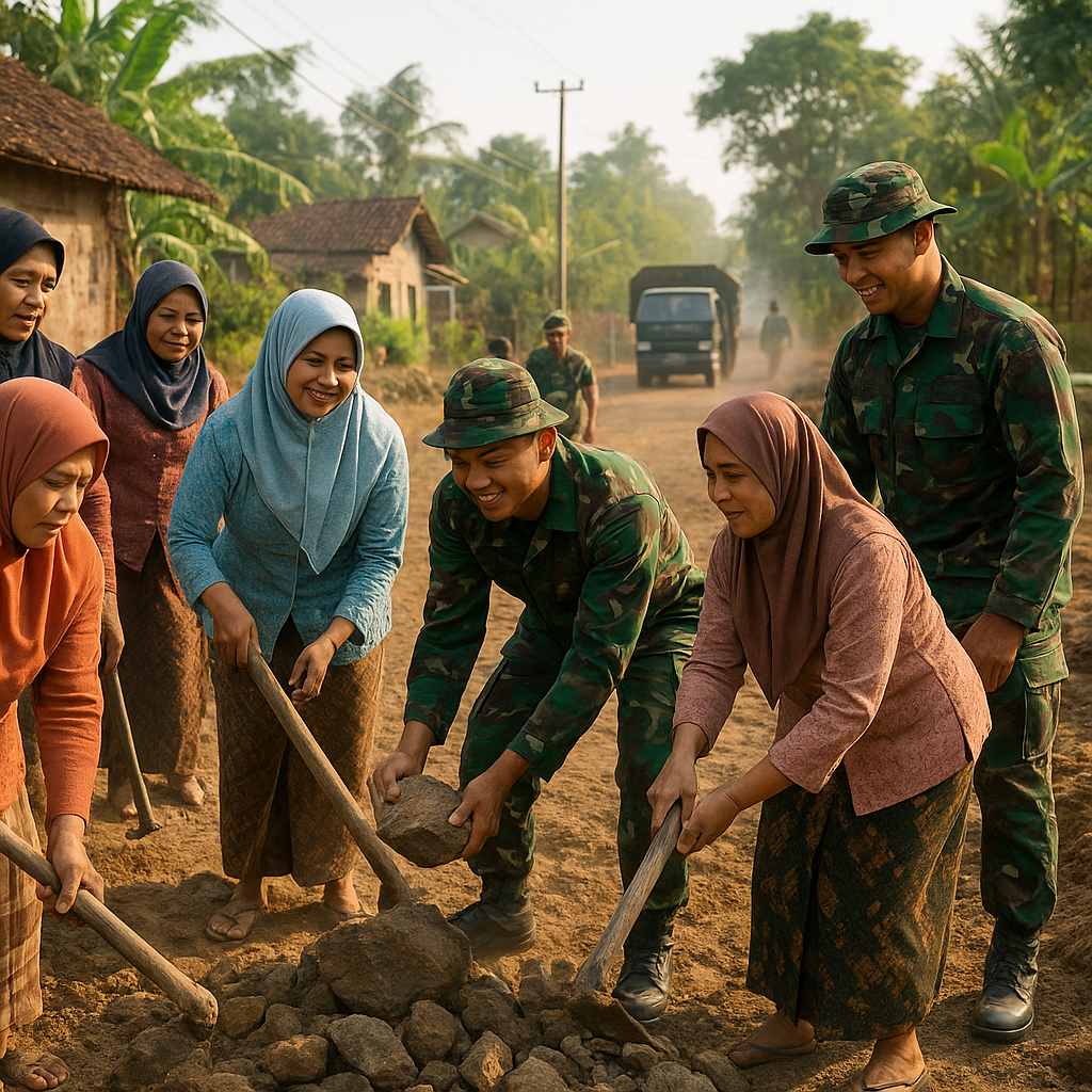 Semangat Ibu-Ibu Warnai TMMD Wonosegoro: Dari Cangkul Sederhana untuk Jalan Masa Depan Desa