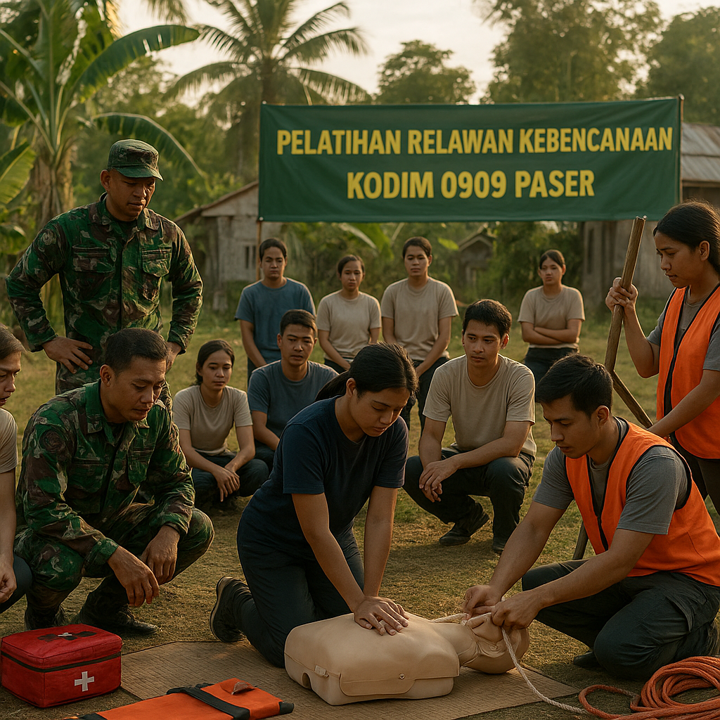 Kodim 0909 Paser Latih Pemuda Desa Jadi Relawan Kebencanaan