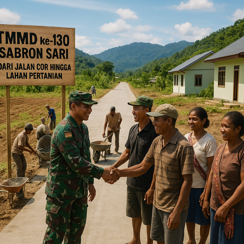 Dari Jalan Cor Hingga Lahan Pertanian, TMMD di Sabron Sari Dongkrak Ekonomi Warga