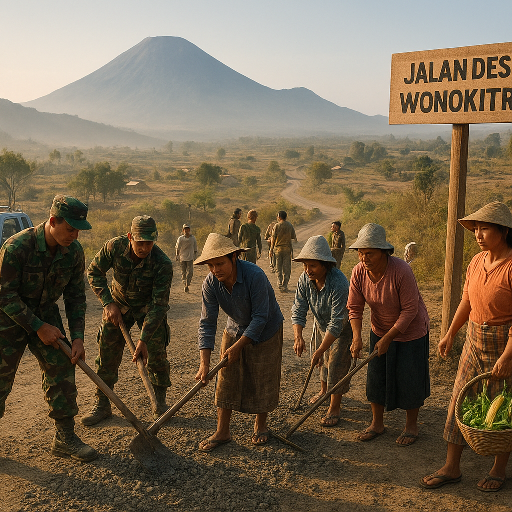 TNI AD Bangun Jalan Desa di Lereng Bromo, Warga Mulai Bisa Jual Hasil Tani ke Kota
