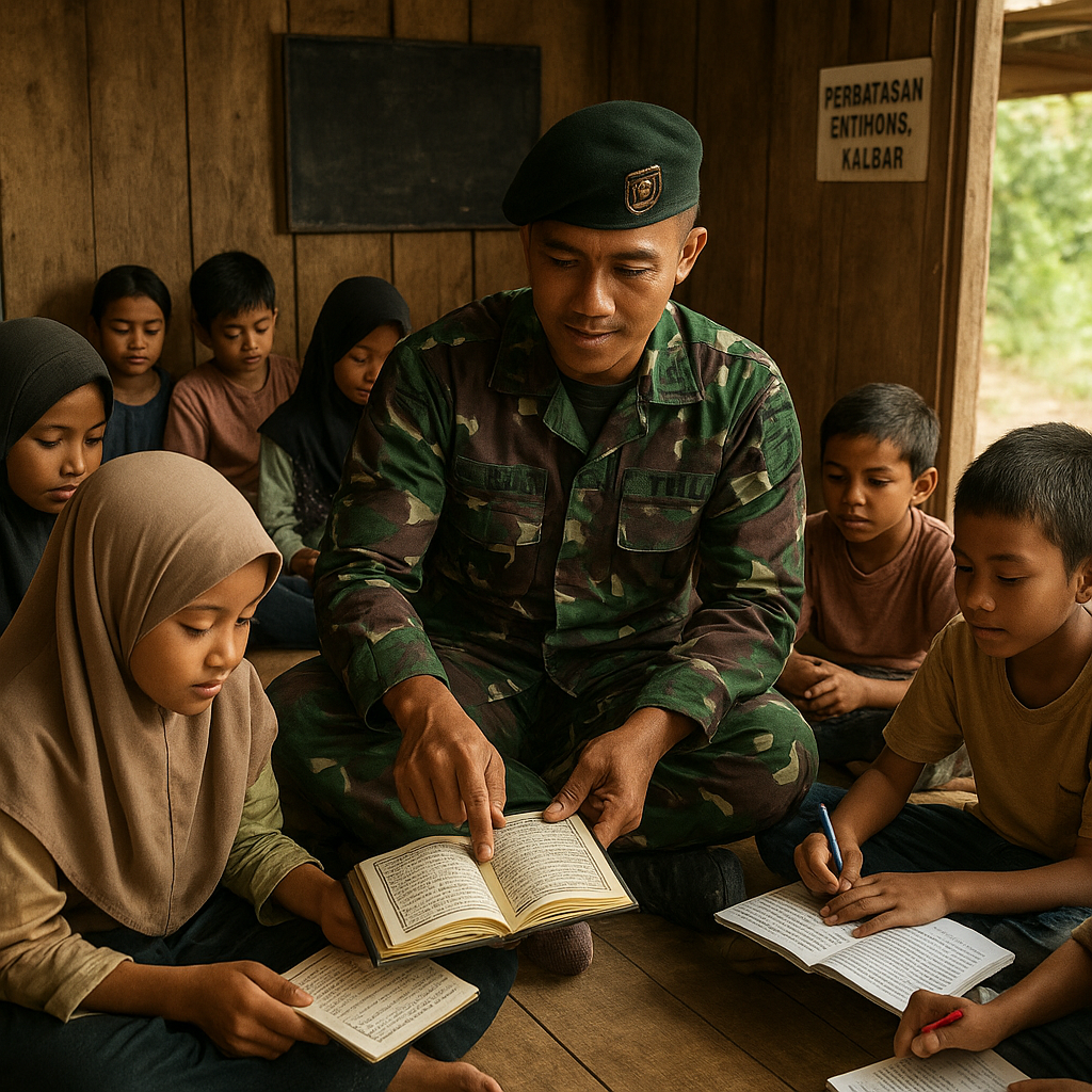 Prajurit TNI Asuh Anak Yatim di Perbatasan Kalbar, Jadi 'Bapak Asuh' Sambil Mengajar Ngaji