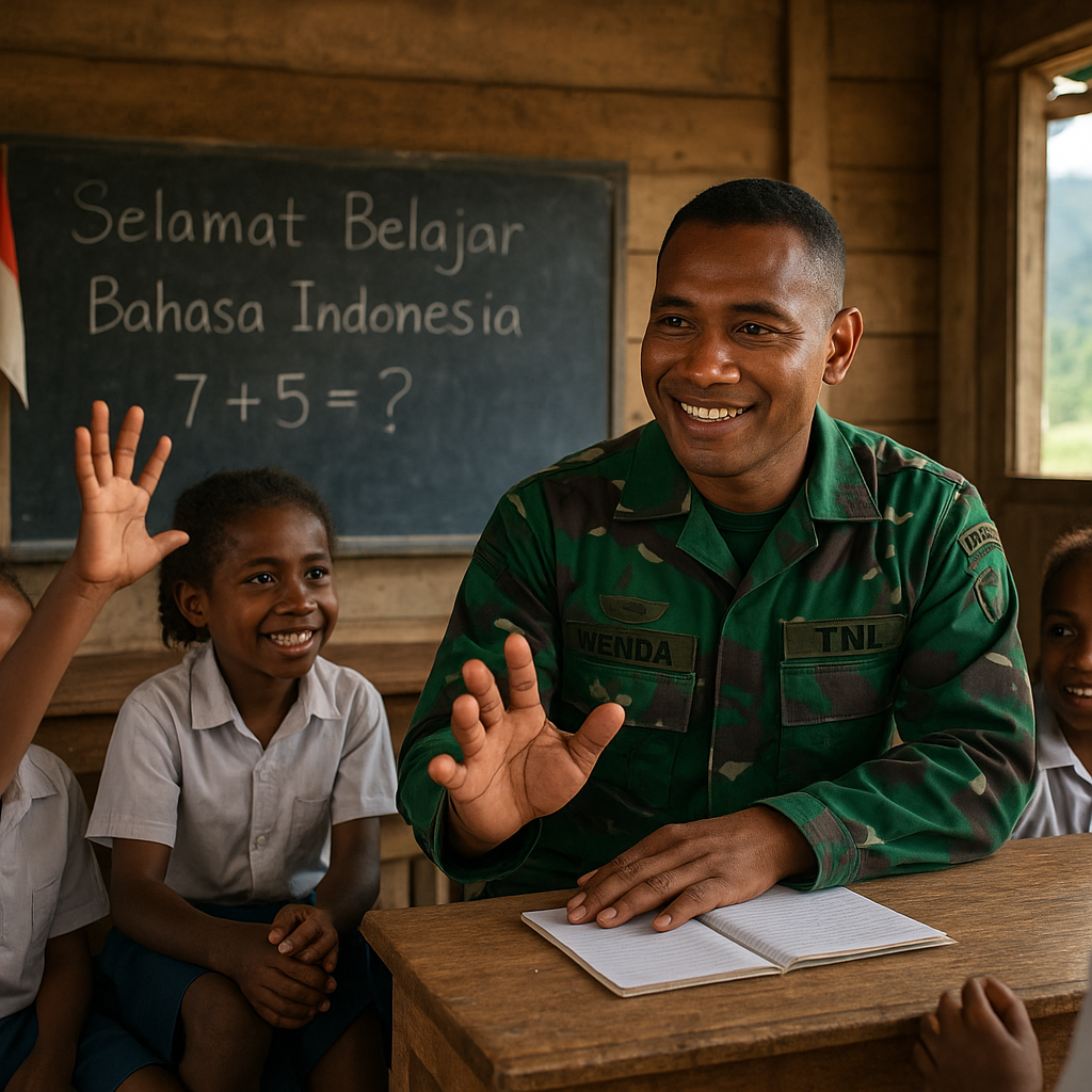 Kisah Prajurit TNI Jadi Guru Dadakan di SD Terpencil Pegunungan Papua