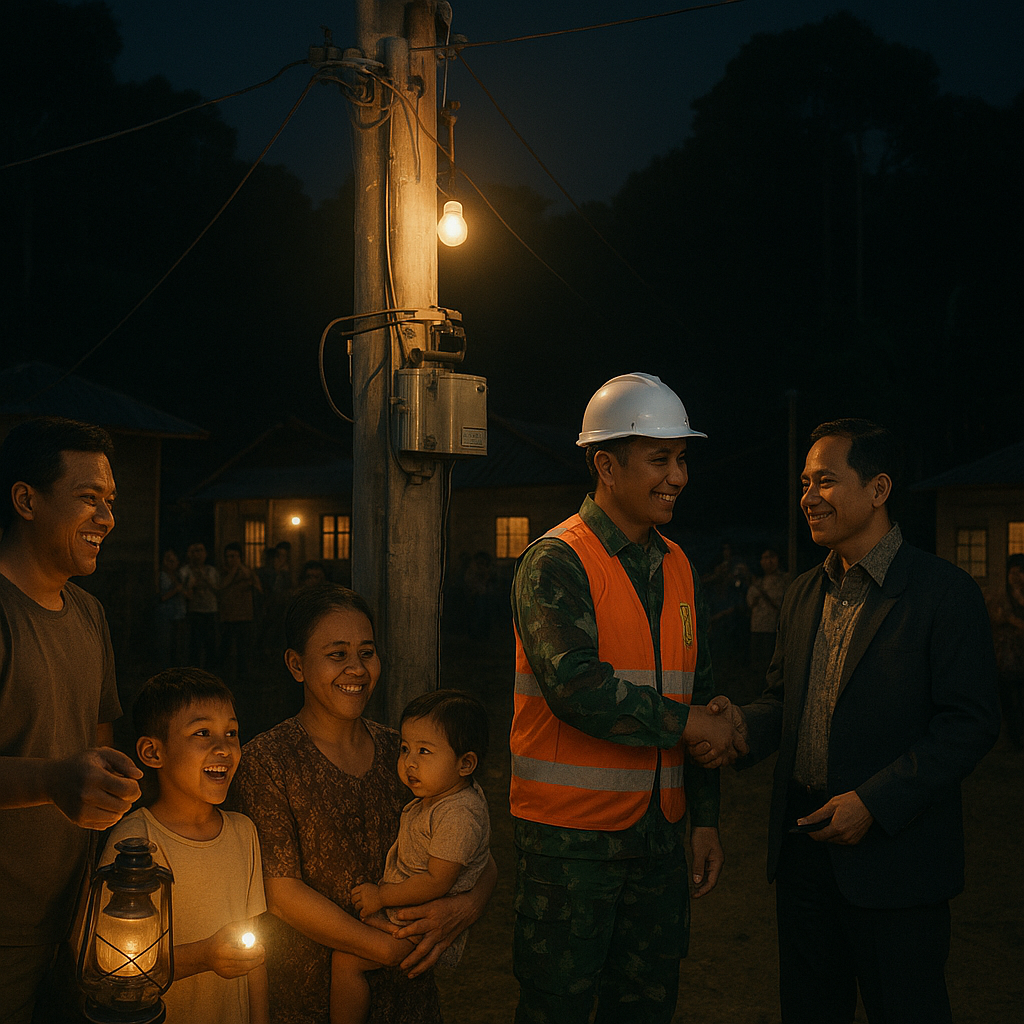 Listrik Masuk Desa di Perbatasan Kalimantan, Terangi Kehidupan Warga