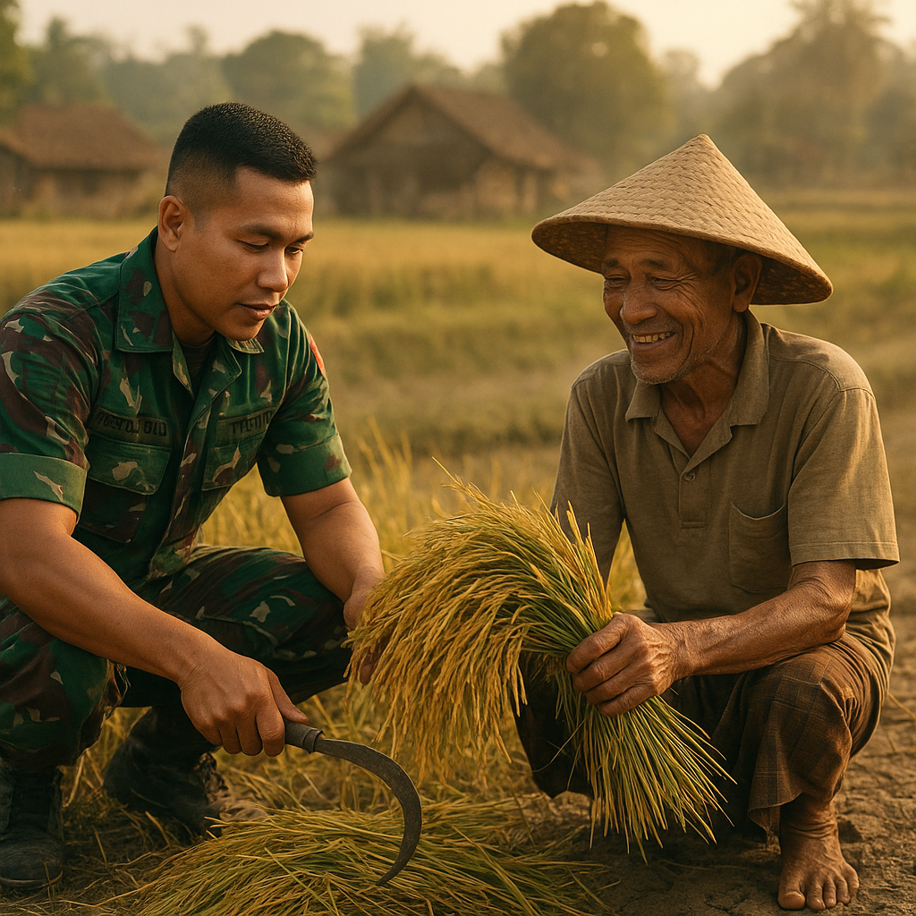 Babinsa di Ngawi Bantu Warga Panen Padi, Petani Merasa Terbantu di Musim Paceklik