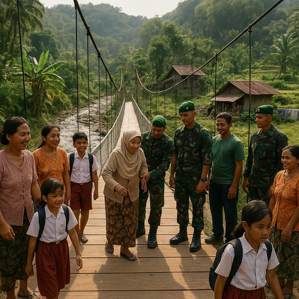 Program TMMD ke-125 Bangun Jembatan Gantung di Pelosok Lebak