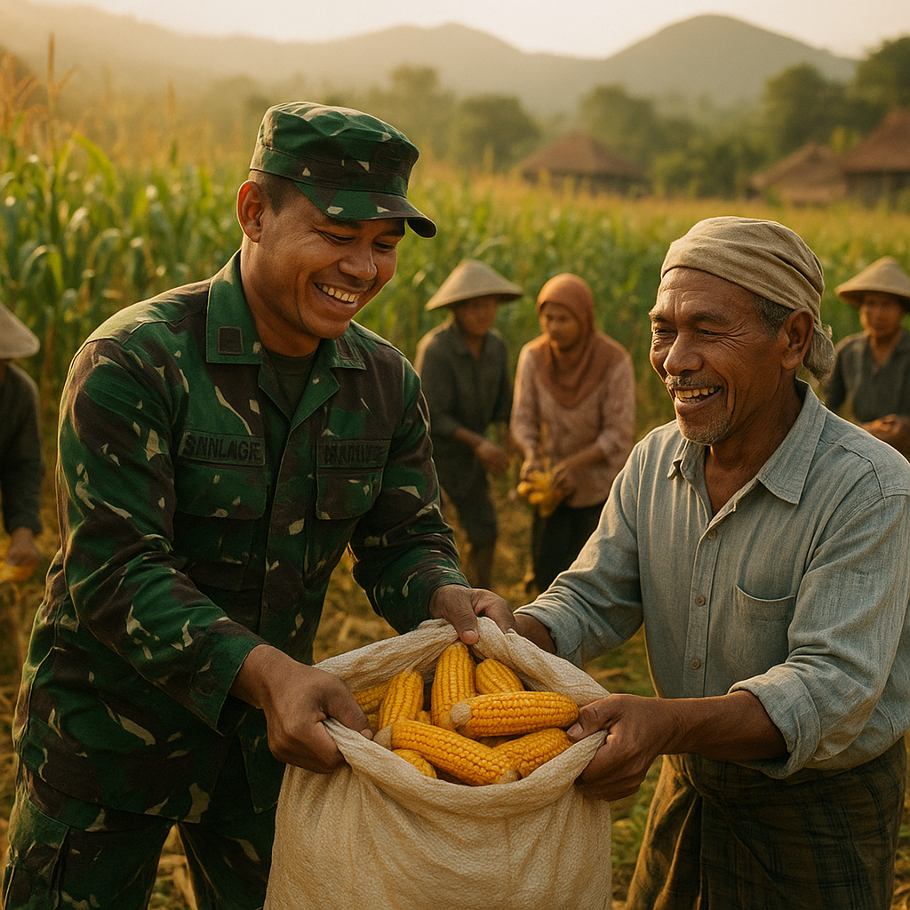 Babinsa dan Petani Desa Sukawening Panen Jagung Bersama, Warga Rasakan Hangatnya Kebersamaan