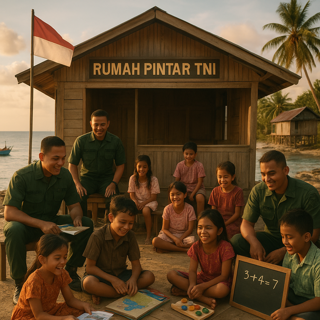 Rumah Pintar TNI di Pulau Terpencil jadi Tempat Belajar dan Berkumpul Anak-Anak