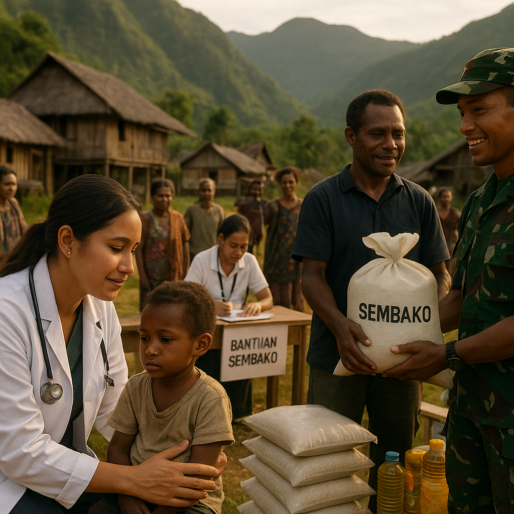 Bhakti TNI Kembali Datangi Kampung di Pegunungan Papua, Bawa Dokter dan Sembako