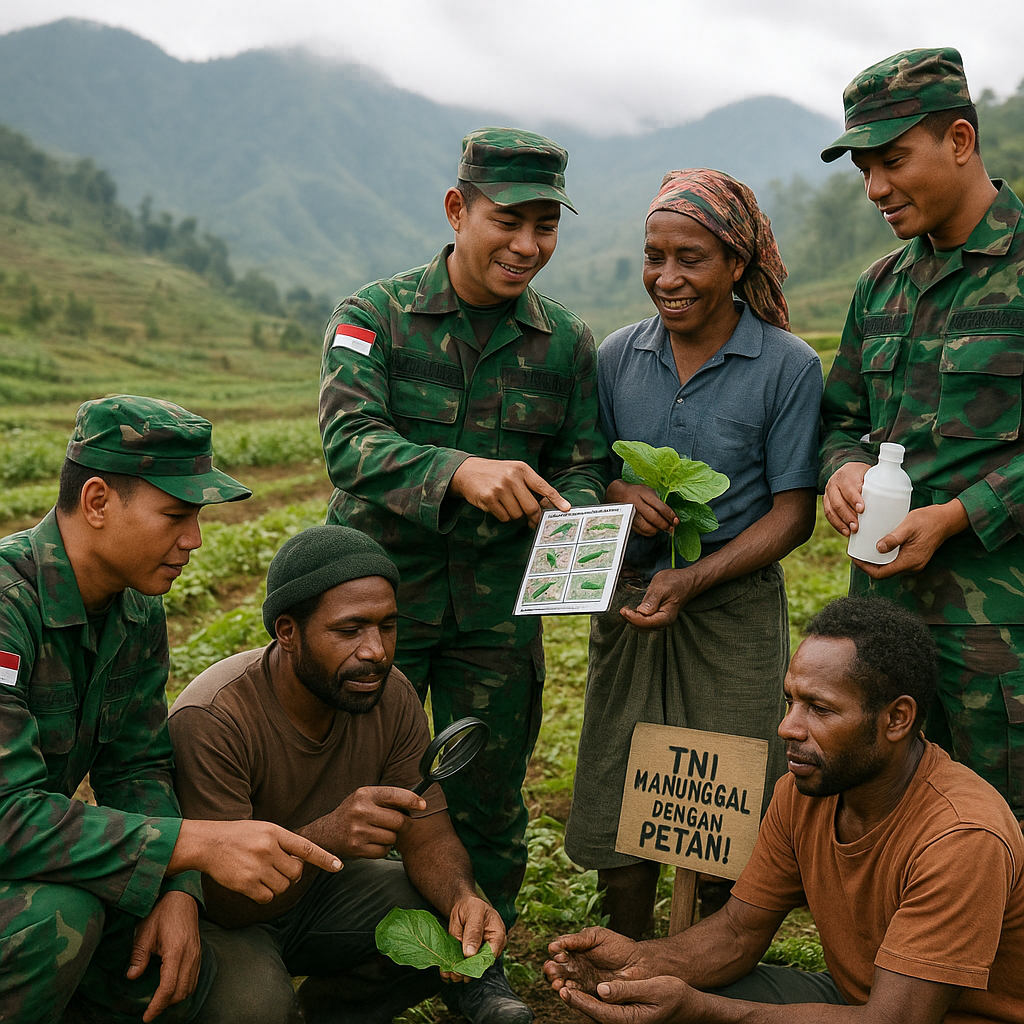 Dari Medan Perang Tanah ke Medan Kebun: Satgas TNI Bantu Petani di Pegunungan Papua Atasi Hama
