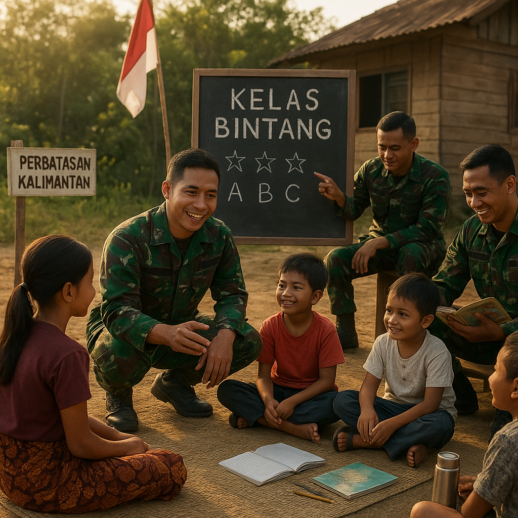 Cerita Hangat di Pos Komando Perbatasan: Prajurit TNI Jadi Guru Dadakan untuk Anak-anak Perbatasan Kalimantan
