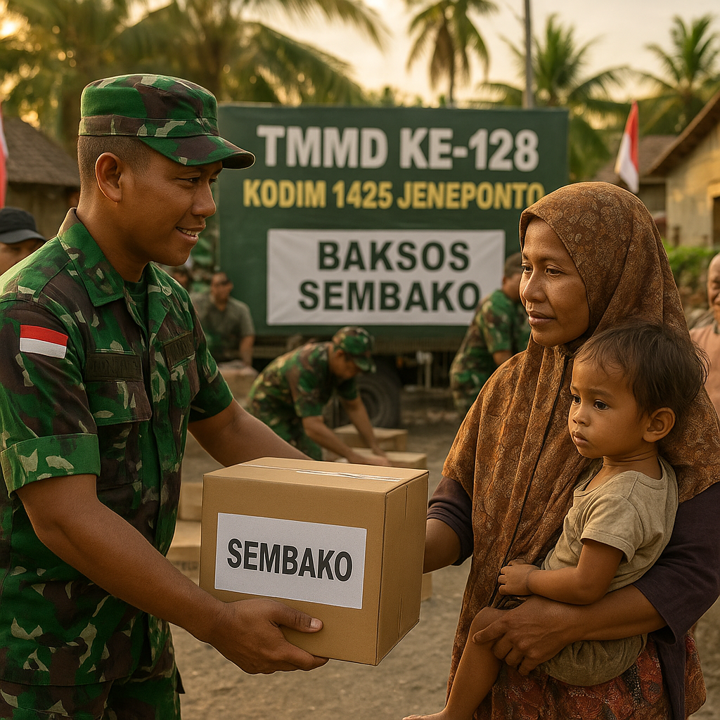 Di Tengah Pengabdian, Satgas TMMD Sentuh Hati Warga Jeneponto Lewat Baksos