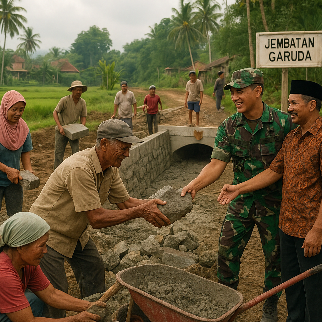 Sinergi TNI dan Warga, Pembangunan Talud Akses Jembatan Garuda di Burikan Terus Dikebut