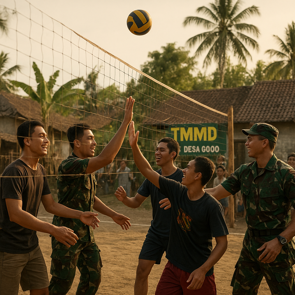 Lewat Bola Voli, TNI dan Pemuda Desa Godo Bangun Sinergi di Lokasi TMMD