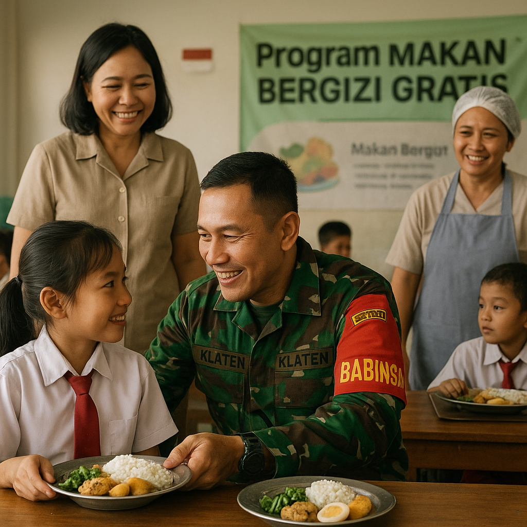 Babinsa Klaten Monitor Program Makan Bergizi Gratis di Sekolah Wilayah Binaan