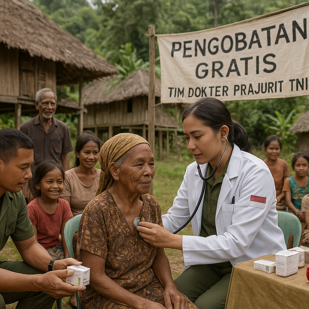 Dokter Prajurit TNI Gelar Pengobatan Gratis di Kampung Adat yang Jauh dari Puskesmas